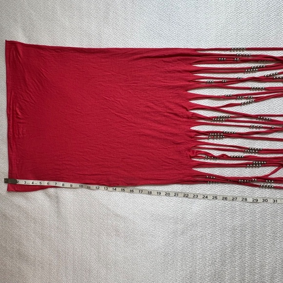 Fringe Beaded Jersey Wrap Retro Boho Hippie Music Festival 80s 90s Glam Rock - Picture 8 of 9